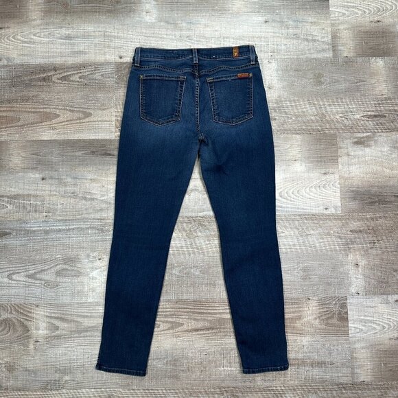 Seven For All Mankind The Ankle Skinny Jeans Women's Sz 27 Blue Slit Ankle - Picture 2 of 9